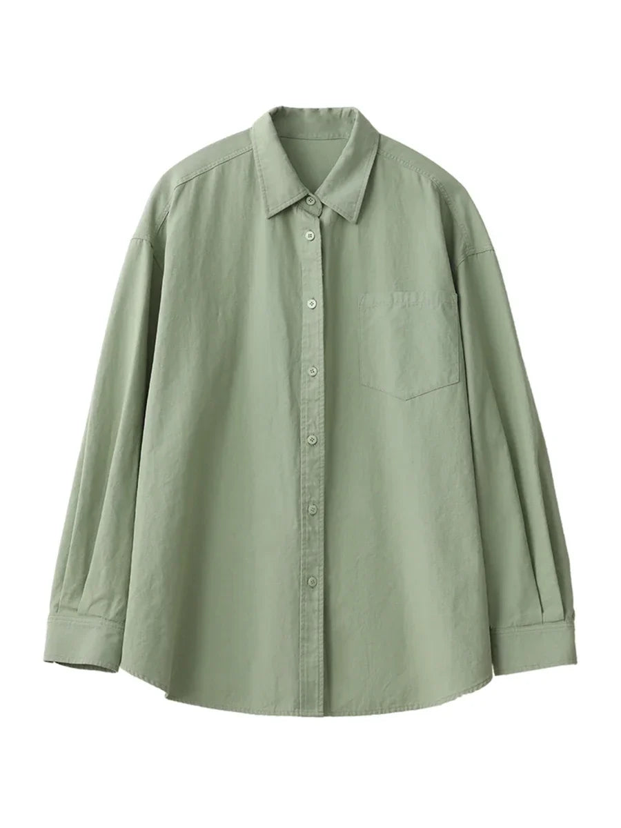 Groene oversized blouse met borstzak