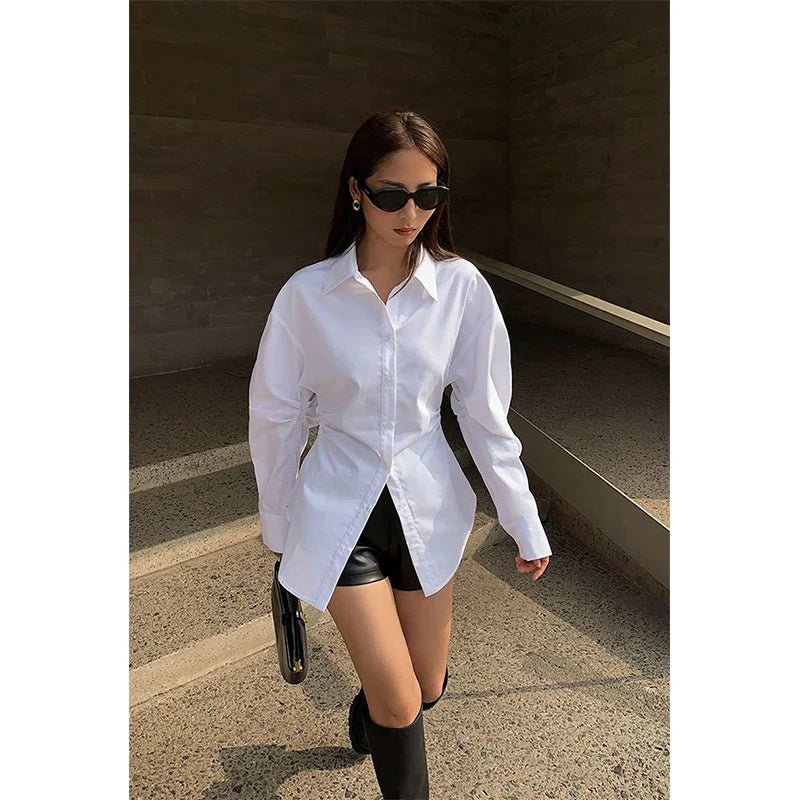 Witte oversized blouse met lange mouwen