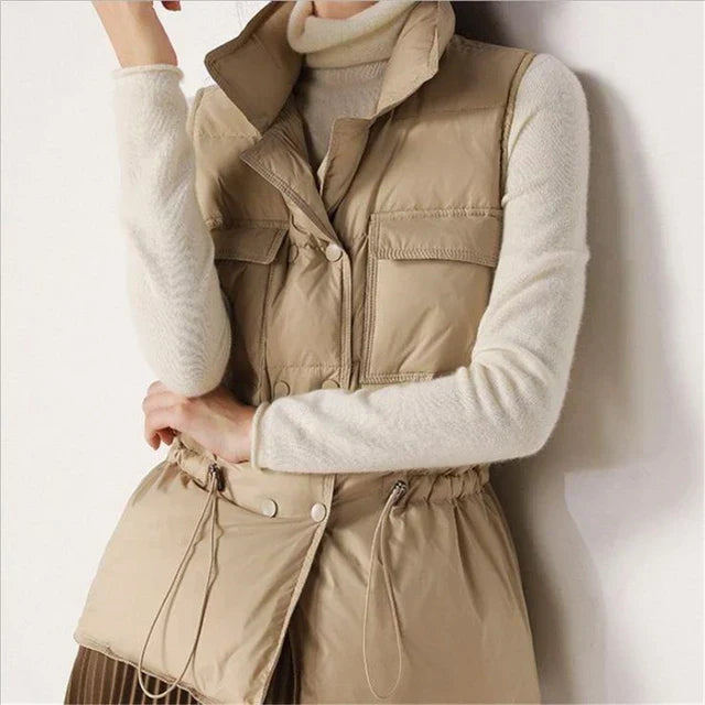 Lichte damespuffervest - gewatteerd gilet met zakken
