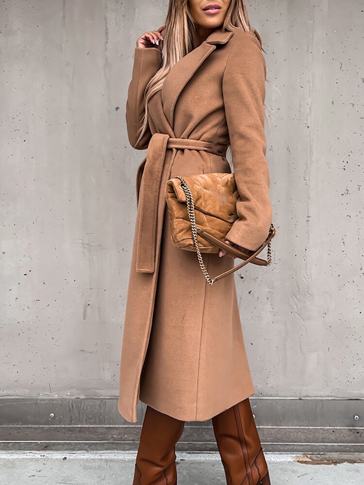 Trenchcoat - elegante lange damesjas met ceintuur