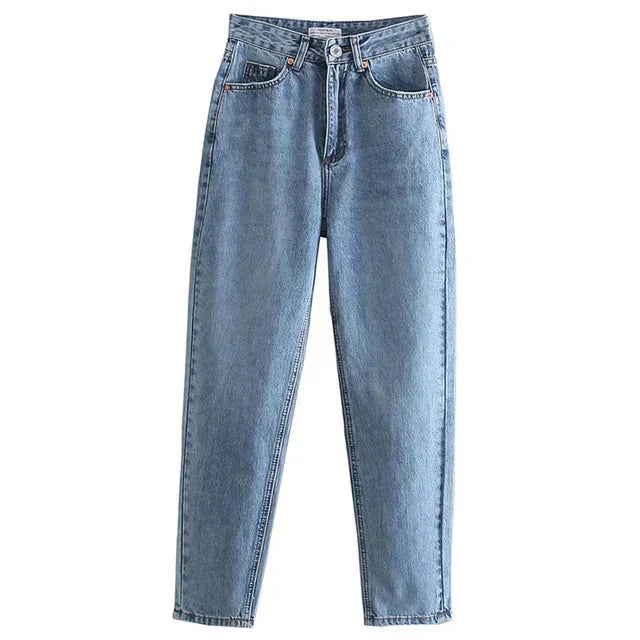 Hoge taille rechte jeans - stijlvolle dames denim broek