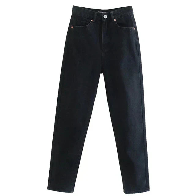 Hoge taille rechte jeans - stijlvolle dames denim broek