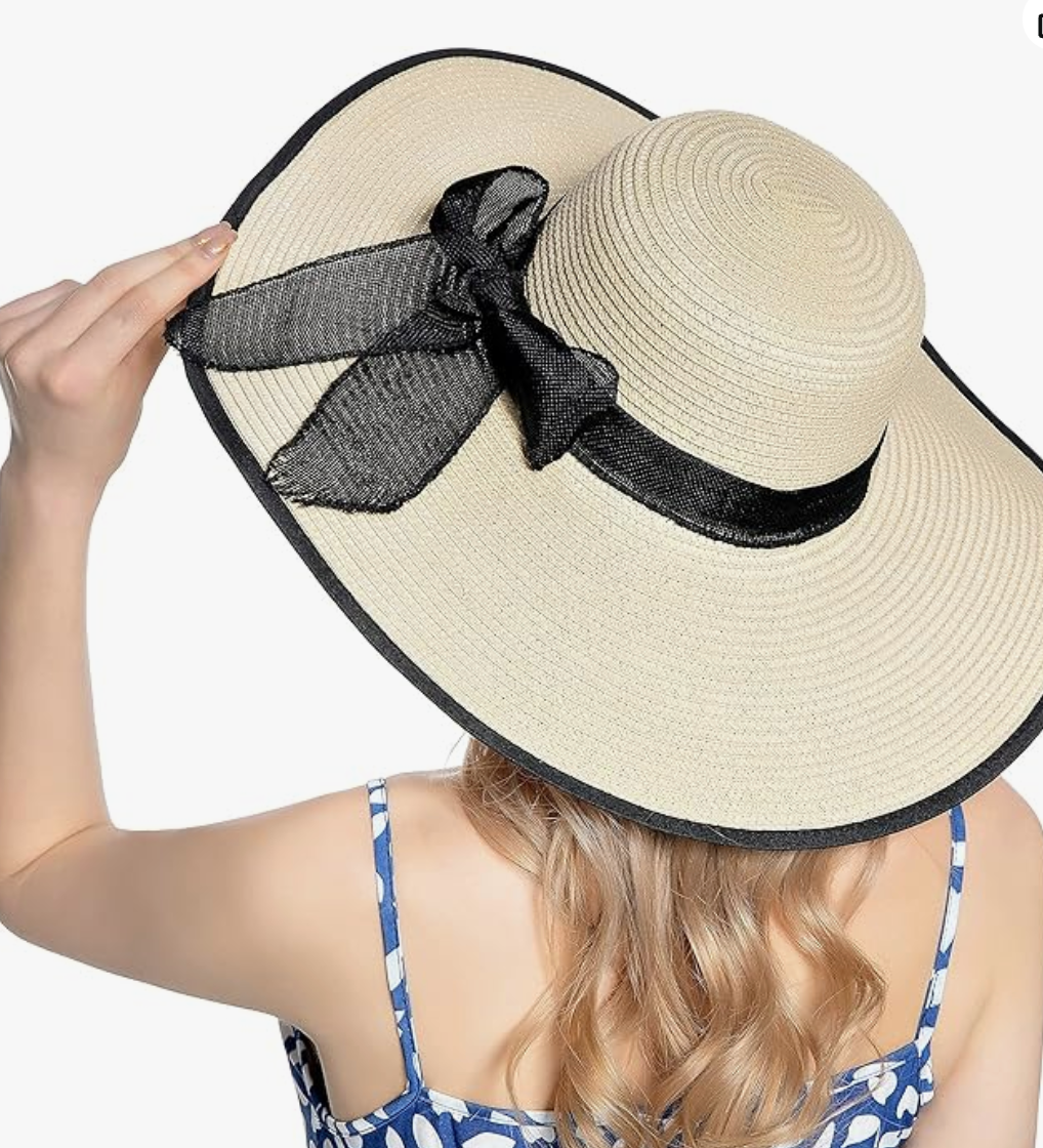 Brede rand zonnehoed met strikdecor voor op het strand