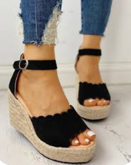 Zwarte Espadrille Sleehakken