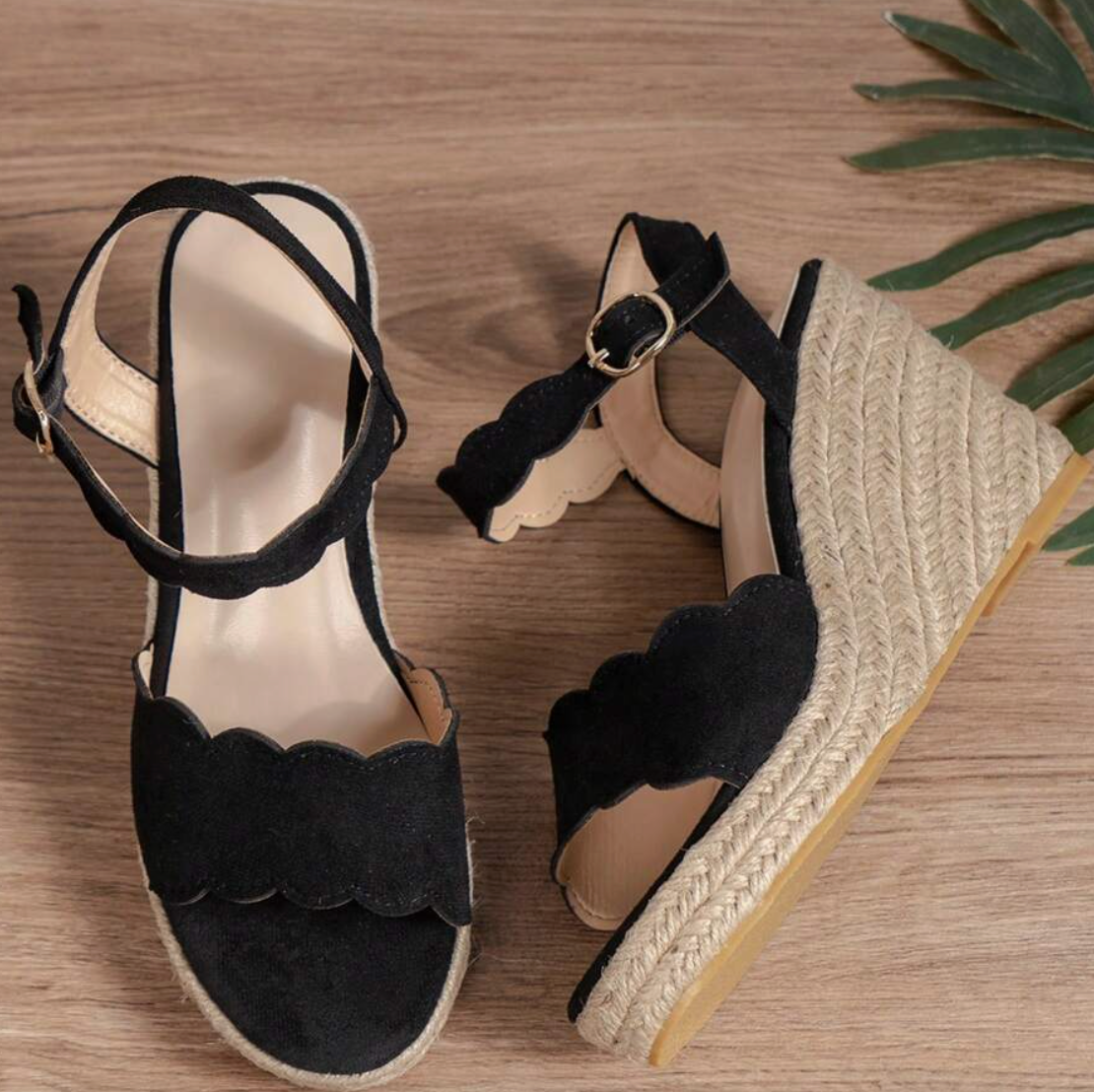 Zwarte Espadrille Sleehakken