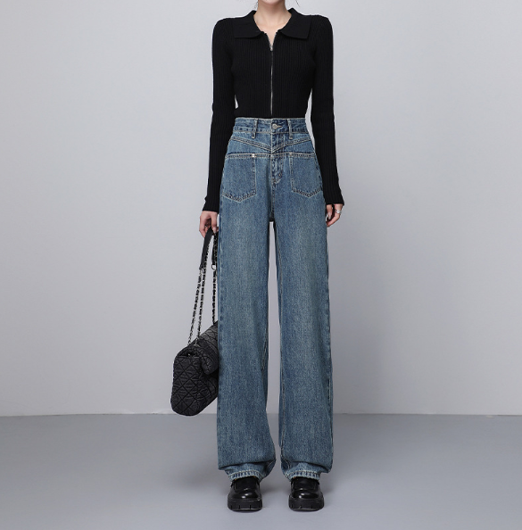Wide boyfriend jeans - stijlvolle blauwe spijkerbroek voor een relaxte look