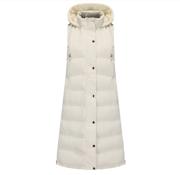 Lange gewatteerde gilet - stijlvolle mouwloze jas voor dames