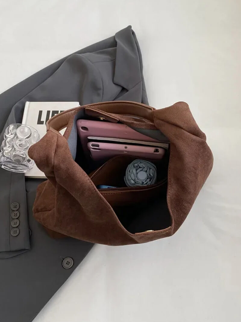 Suède schoudertas dames - ruime, zachte hobo tas voor dagelijks gebruik
