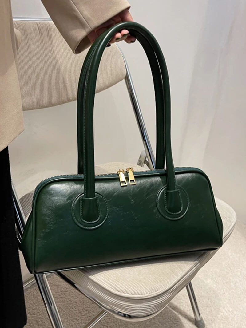 Strakke leren schoudertas dames - klassieke vintage look