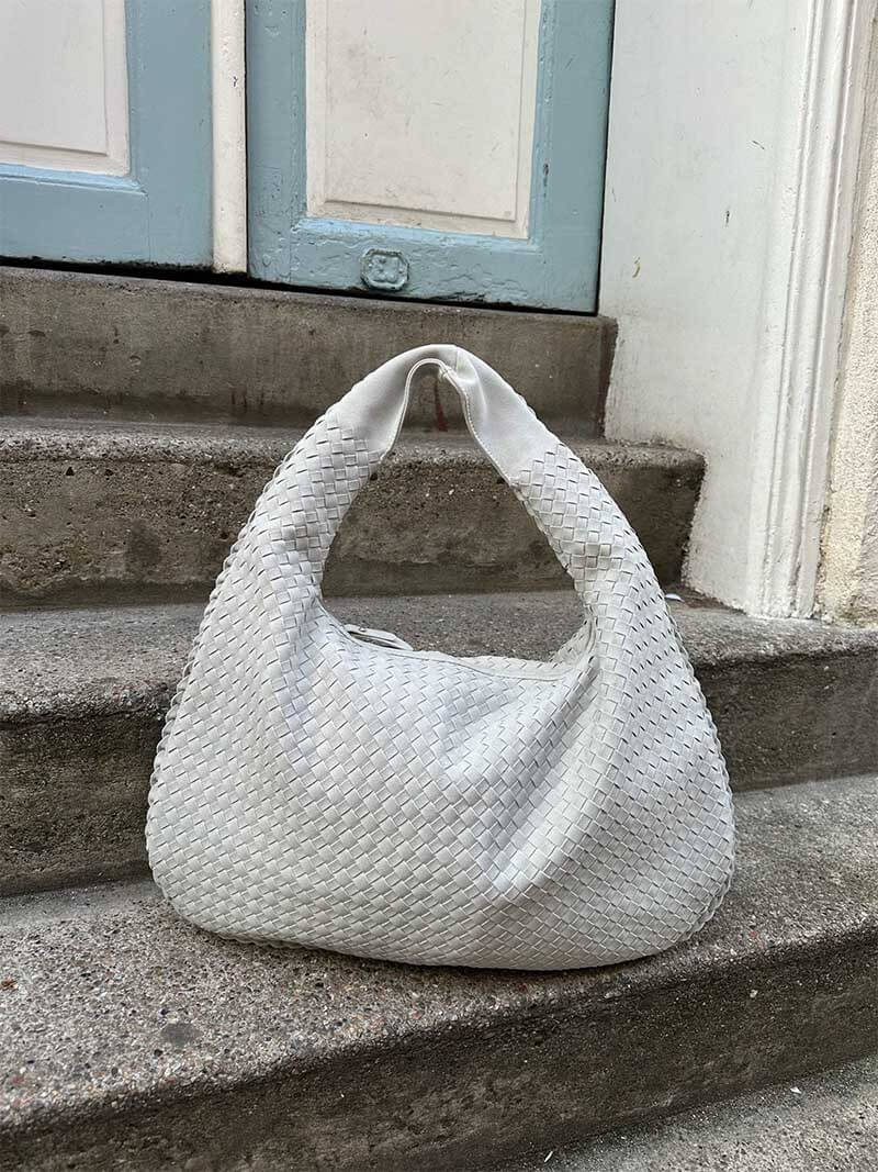 Vintage suède geweven tas voor dames - gevlochten schoudertas
