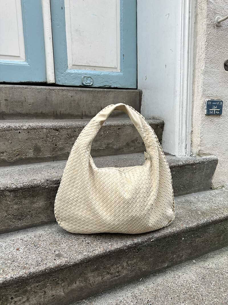 Vintage suède geweven tas voor dames - gevlochten schoudertas