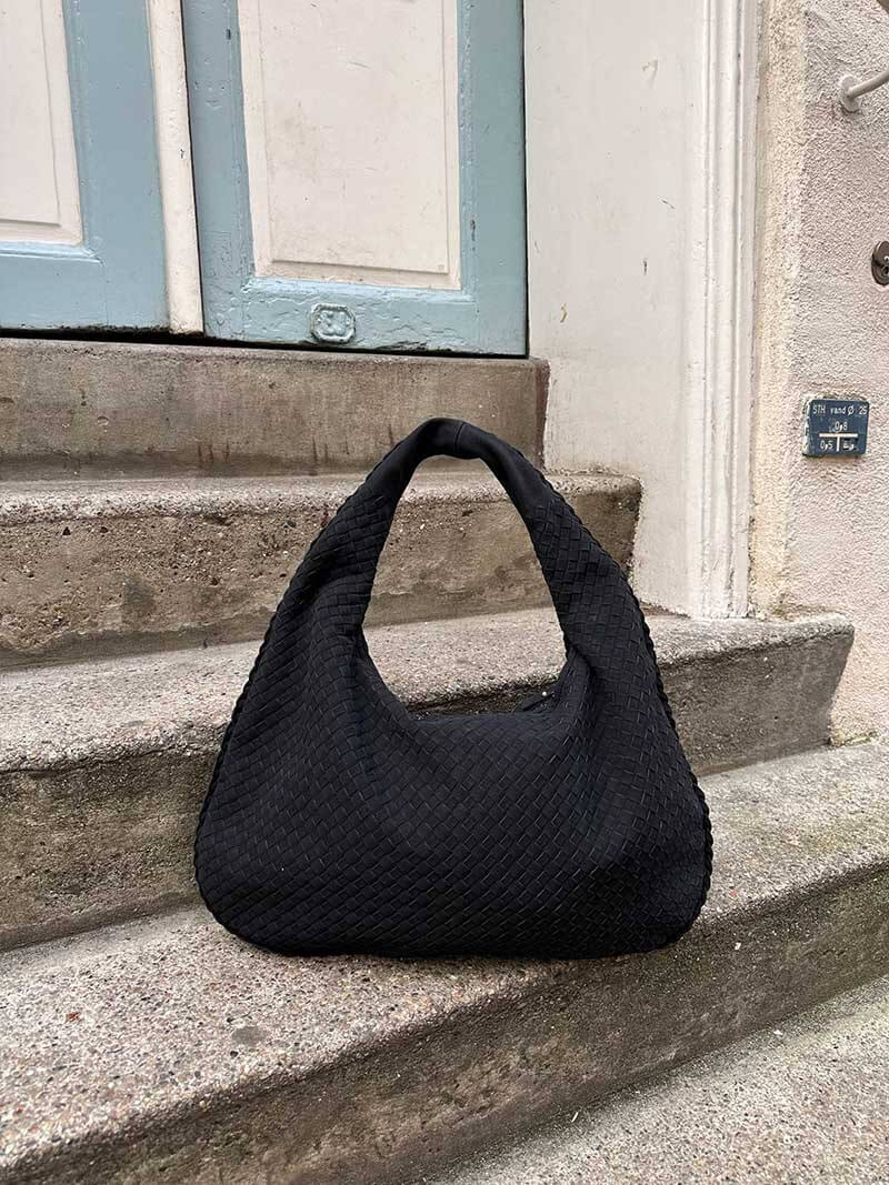 Vintage suède geweven tas voor dames - gevlochten schoudertas