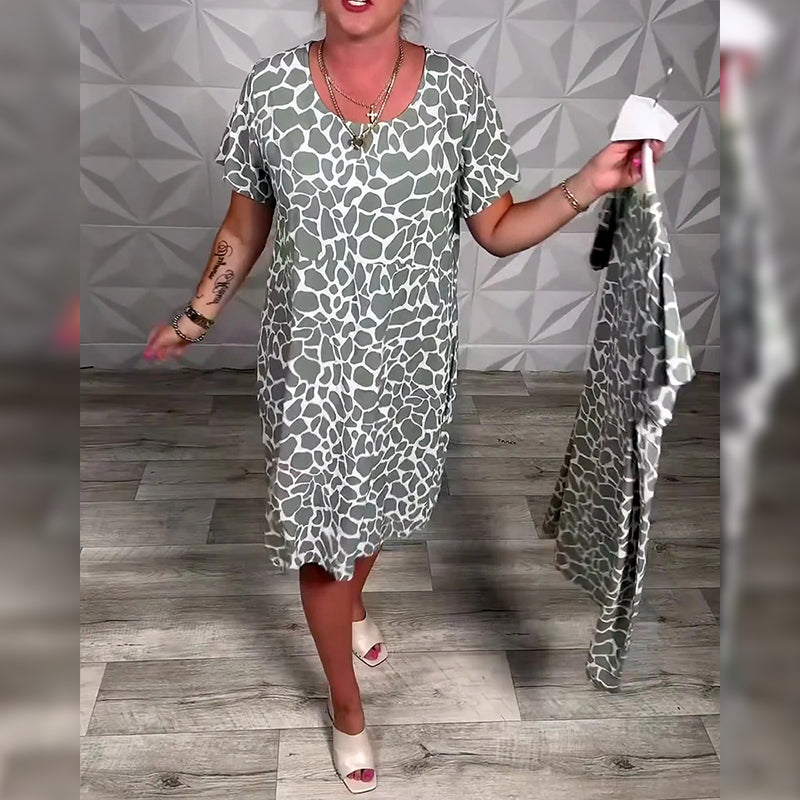 Casual jurk met ronde hals en print