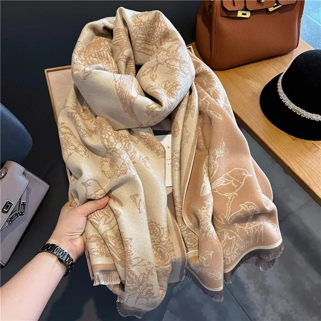 Pashmina-sjaal - elegante sjaal met bloemenpatroon voor dames