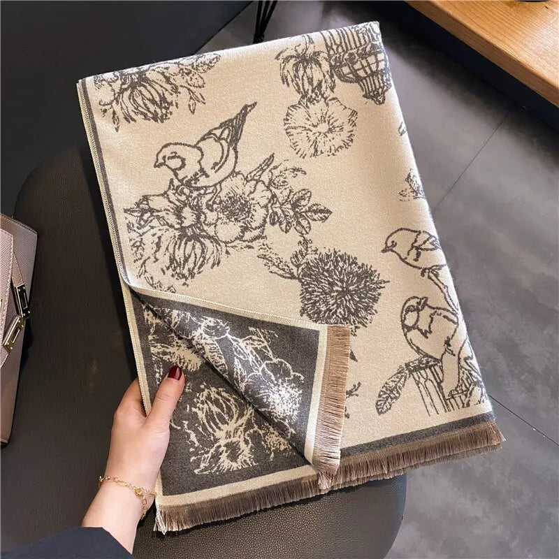 Pashmina-sjaal - elegante sjaal met bloemenpatroon voor dames