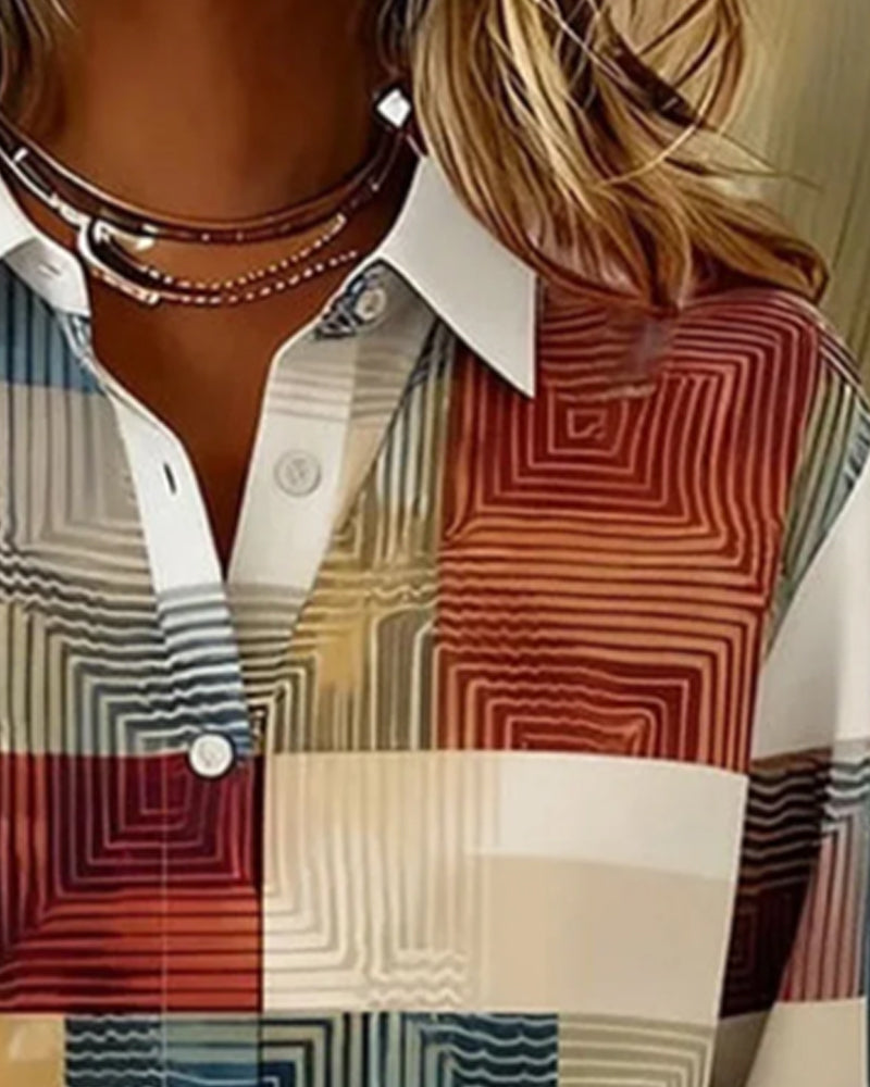 Overhemd Met Reverskraag En Ruitjespatroon, Knoopsluiting