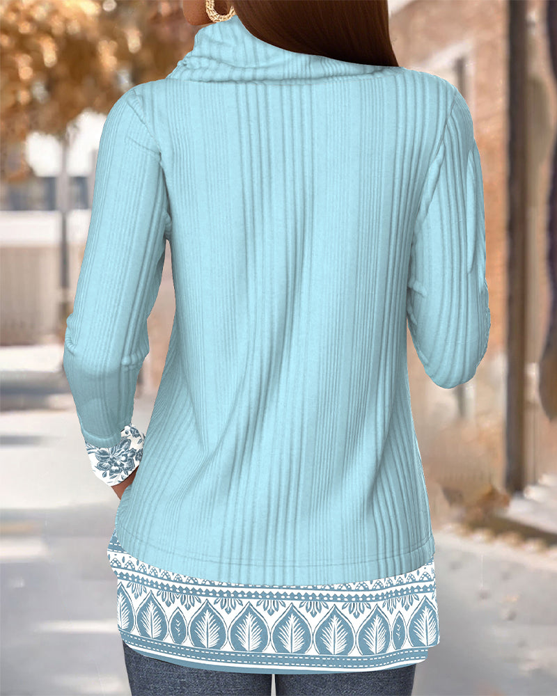 Trui Cowl Hals Contrastkleur Ingezet