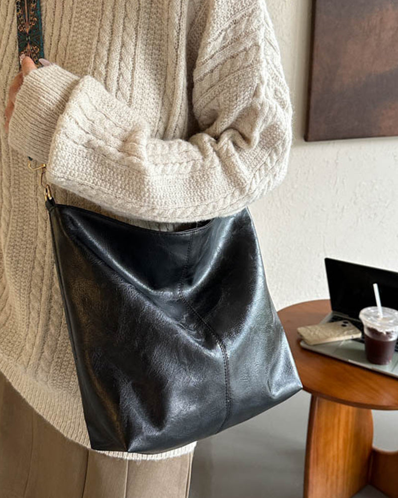 Vintage schouderband grote emmertas