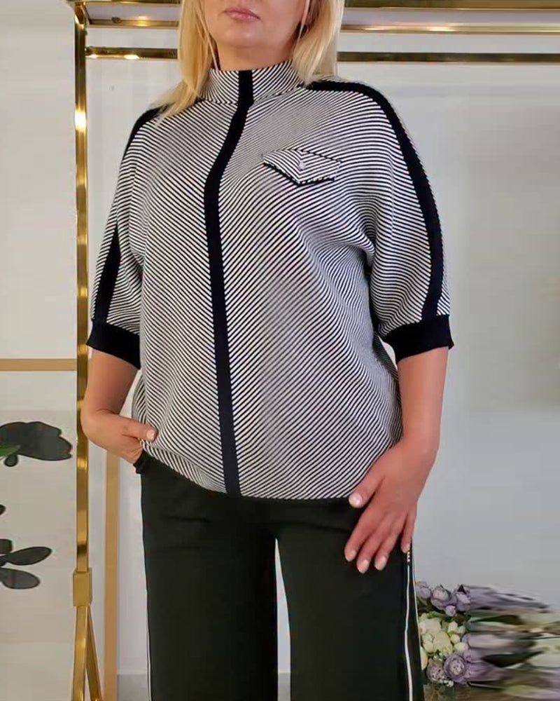 T-shirt casual gestreept gebreid