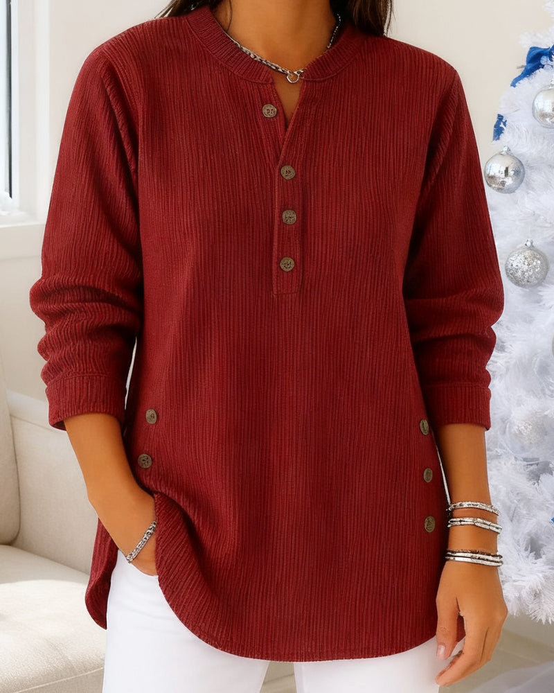 Top Stijlvol Lange Mouw Knoopsluiting