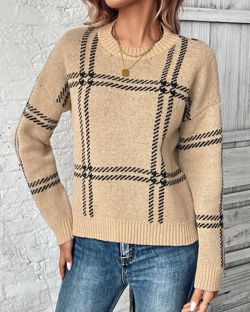 Lange Mouw Ruitjes Trui