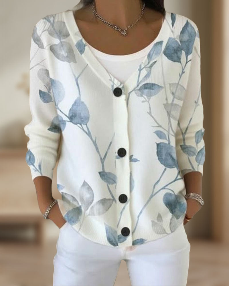 Cardigan Met Botanisch-Gebaseerde Sfeer