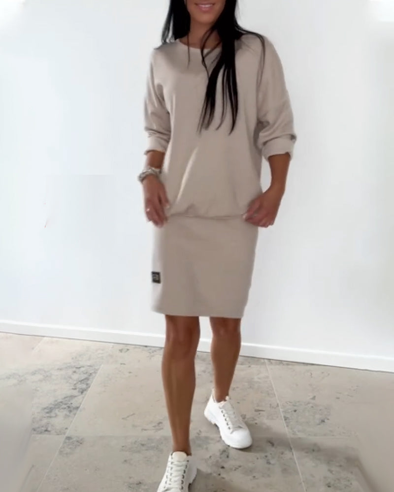 Jurk Lange Mouwen Casual Aansluitend