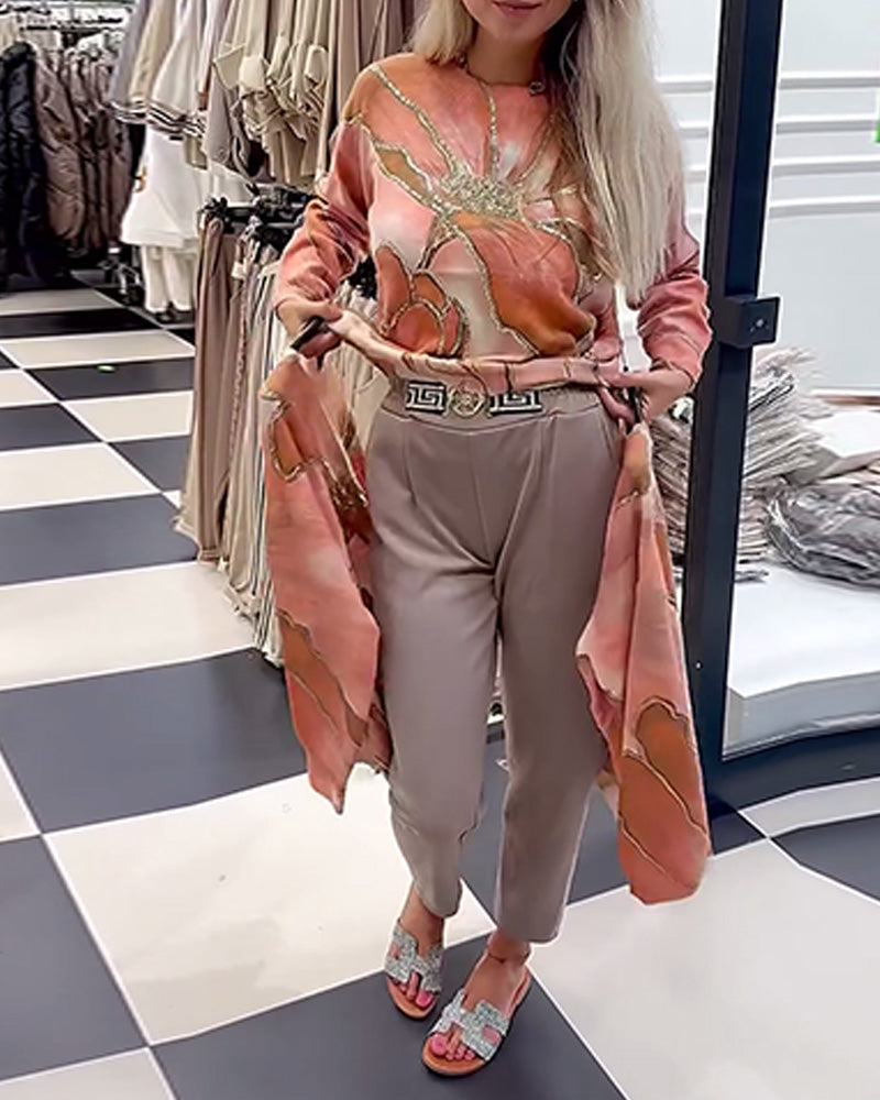 Ronde Hals Bedrukte Losse Trui