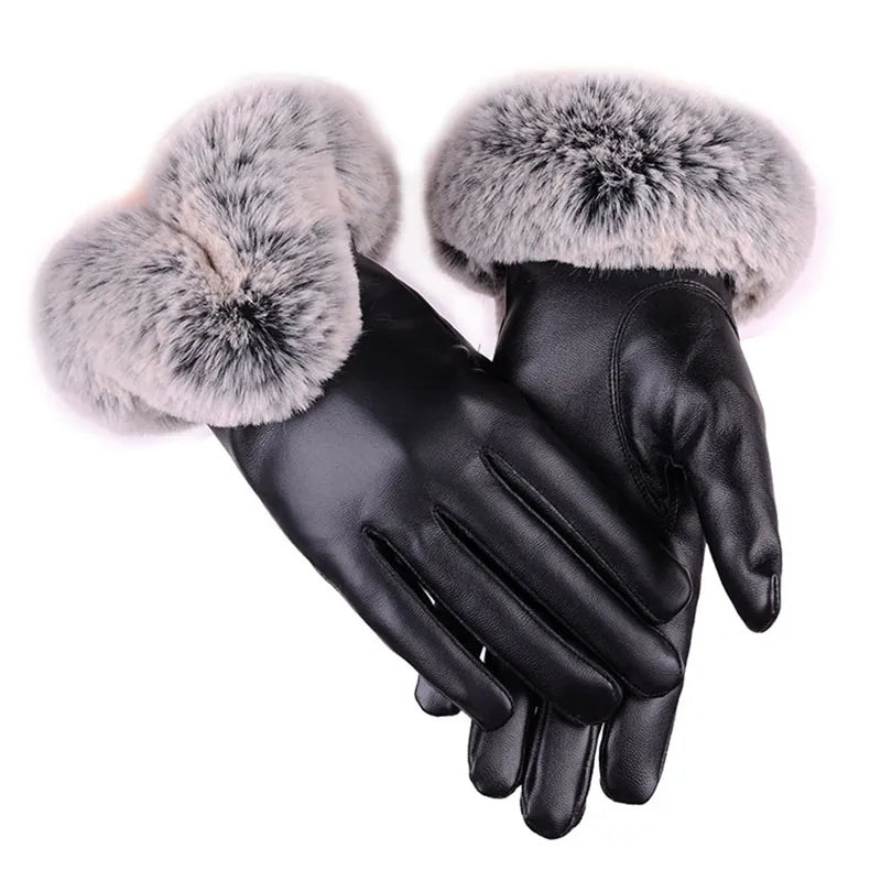 Leren winterhandschoenen - stijlvol dameshandschoenen met pelsrand