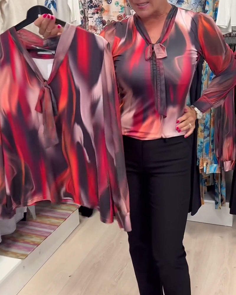 Blouse elegant lange mouwen bedrukt