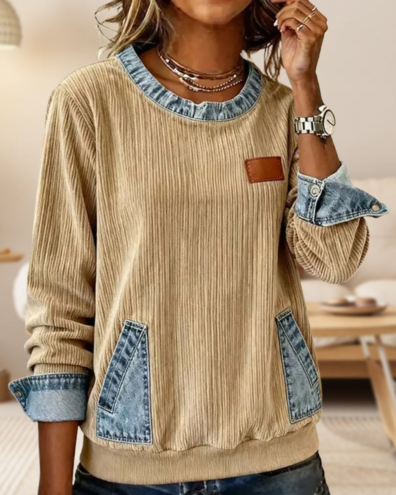Sweatshirt casual lange mouwen denim zak