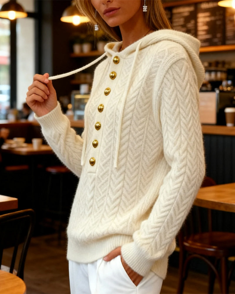 Trui Met Capuchon Stijlvolle Knoop