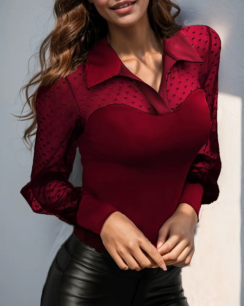 Blouse Mesh Revers Slim Fit