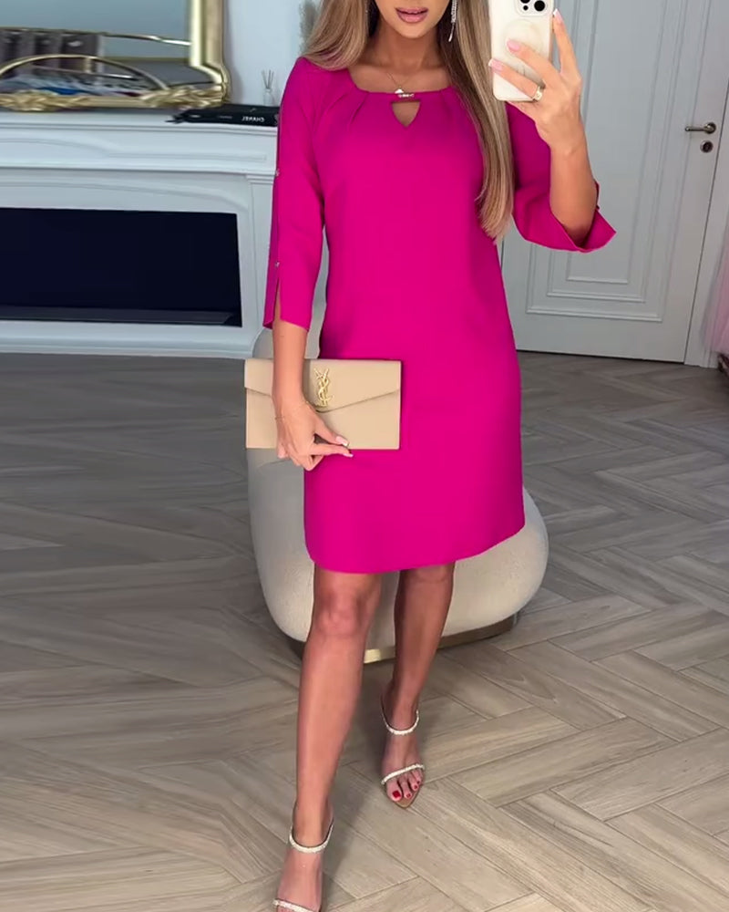 Jurk Elegant Effen Kleur Hol Recht