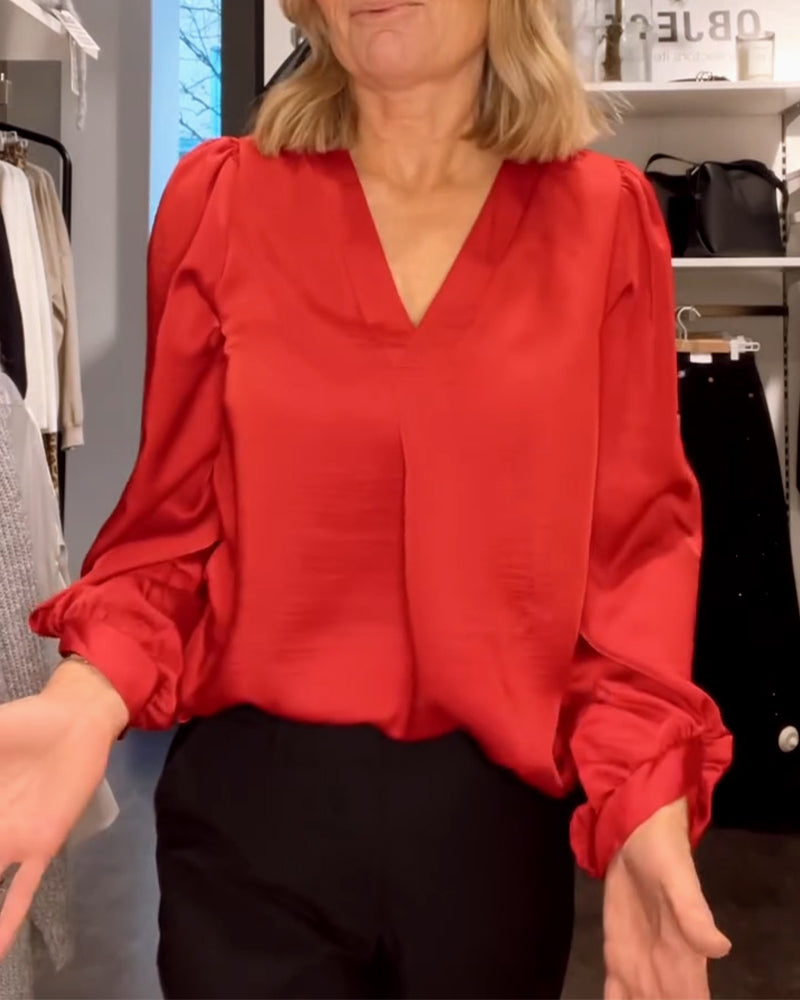 Bloes Modieus V-Hals Pofmouw