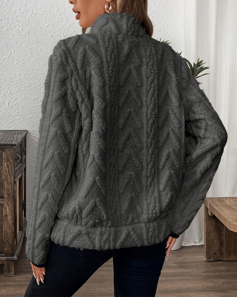 Sweater Met Rever Rits Voor Pluizig