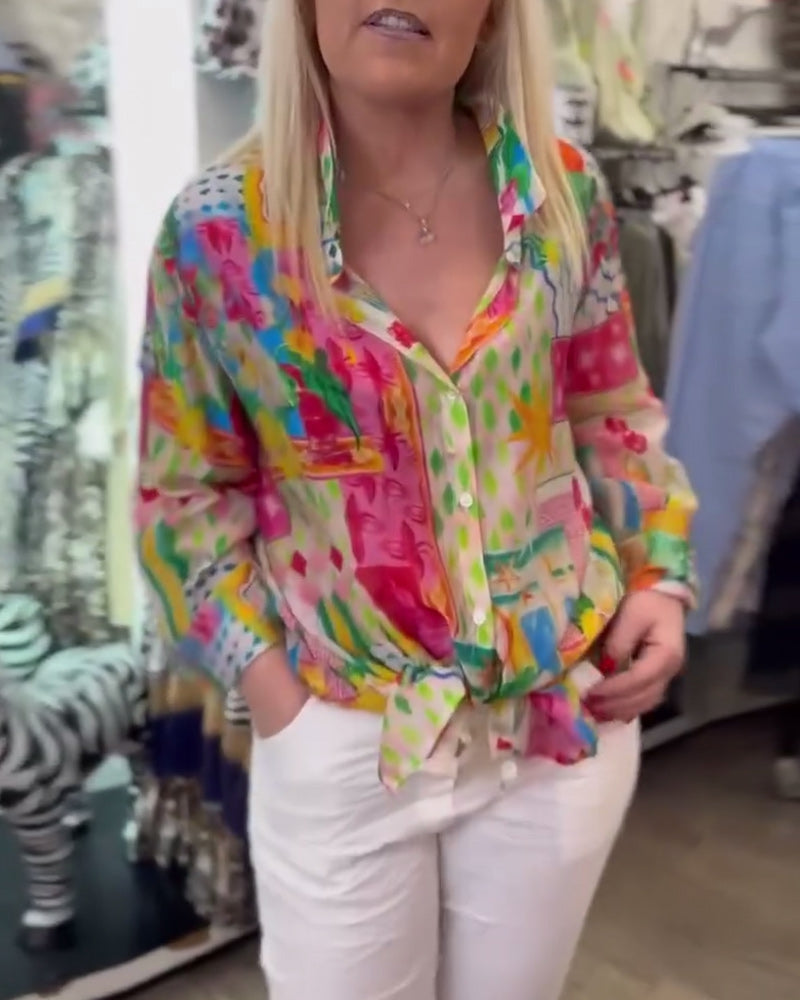 Shirt Kleurrijk Stijlvol Reverkraag