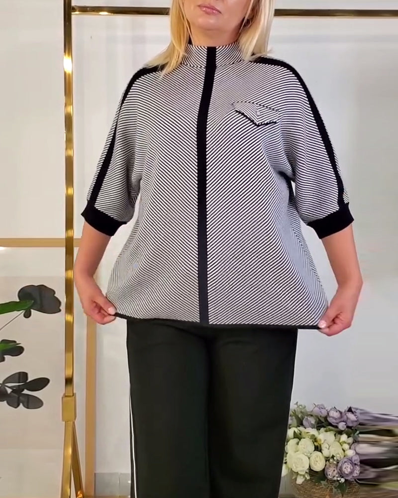 T-shirt casual gestreept gebreid