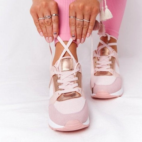 Dames casual sneakers - stijlvolle ademende schoenen met wedge hak