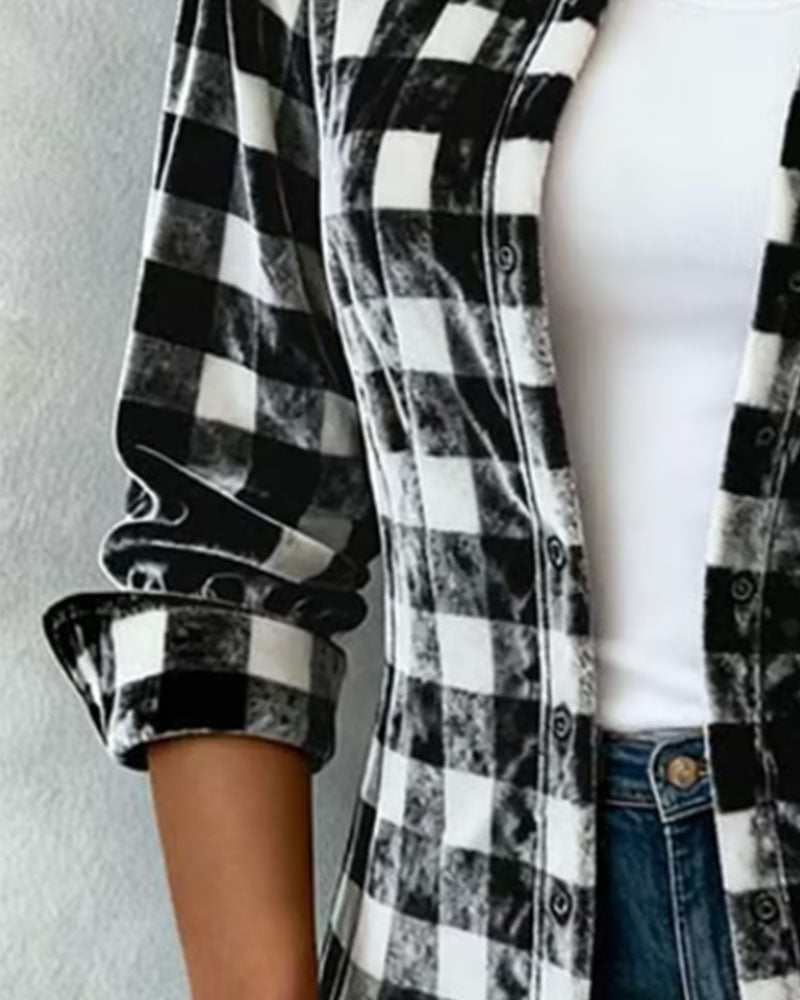 Shirt Rever Fluweel Geruit