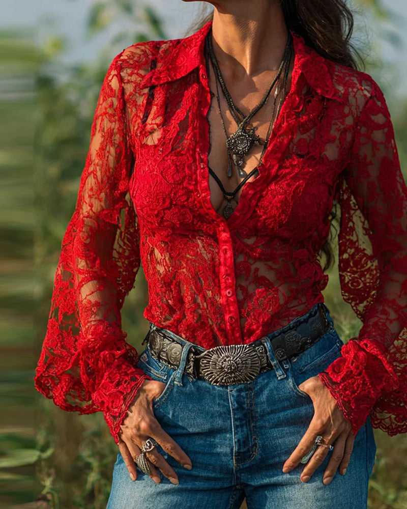 Eenvoudige Gekleurde Overhemd Met Kraag En Lange Mouwen