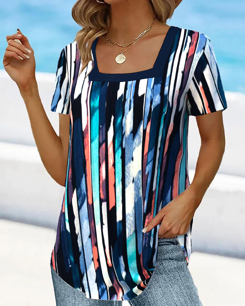 T-shirt Korte Mouwen Wijd Kraag Gedrukt