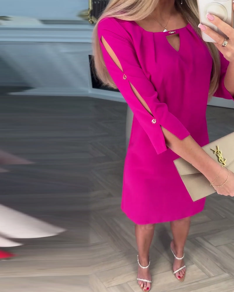 Jurk Elegant Effen Kleur Hol Recht