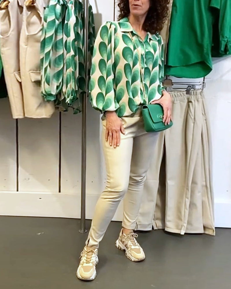 Blouse met revers en prints