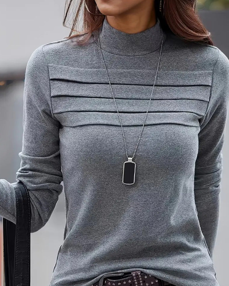 Top Slim Fit Geplooid Lange Mouw