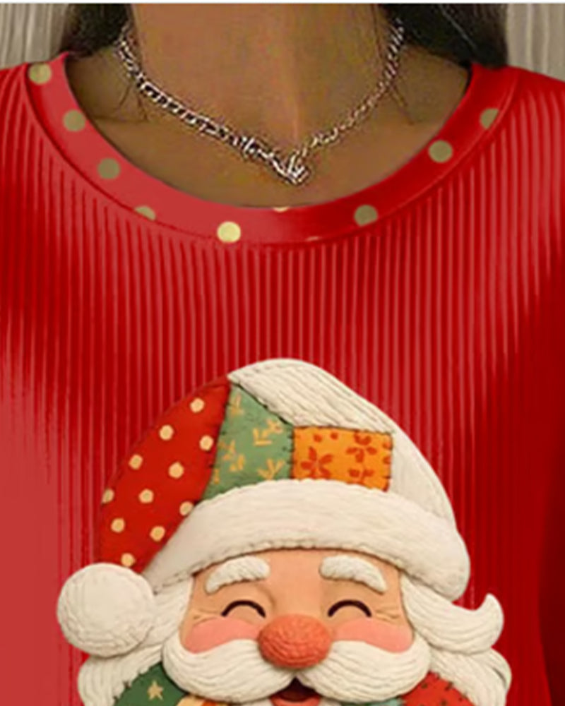 Gestreepte Sweatshirt Met Kerstprint En Stippenpatroon