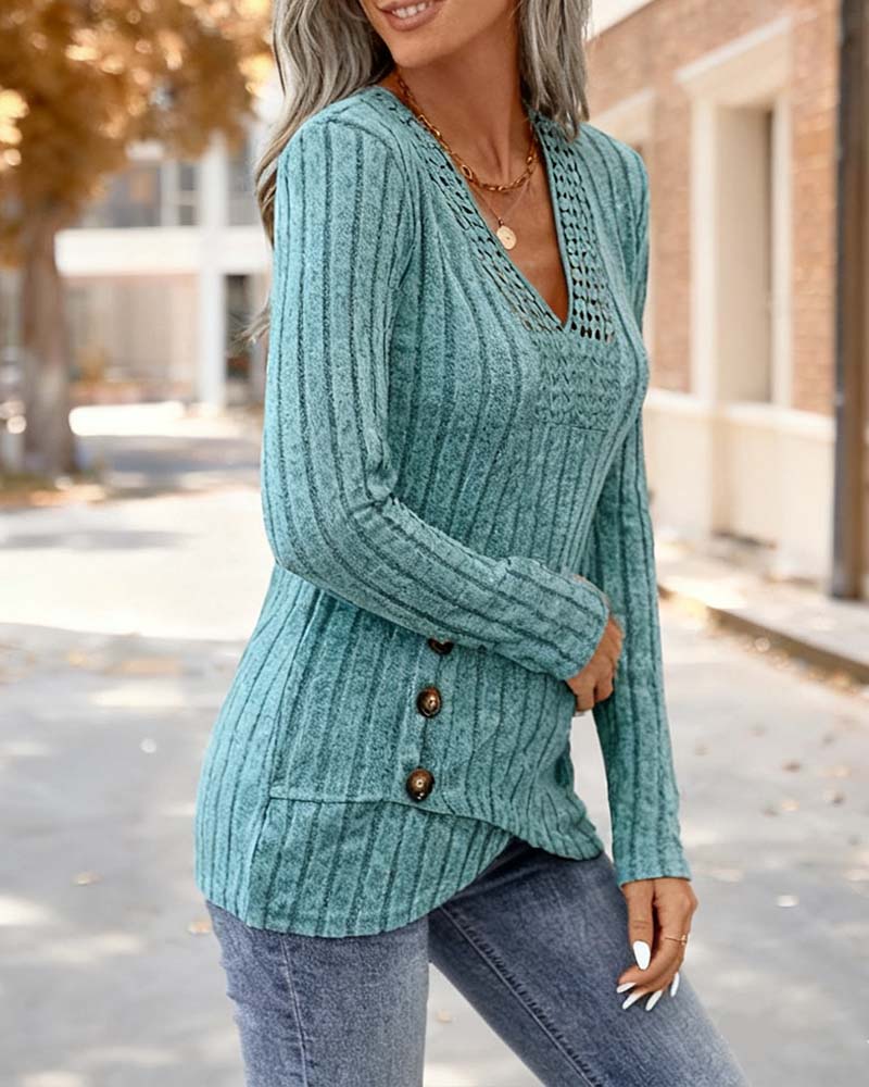 Top casual v-hals effen kleur