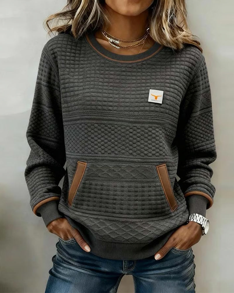 Sweatshirt Met Ronde Hals En Colorblocking