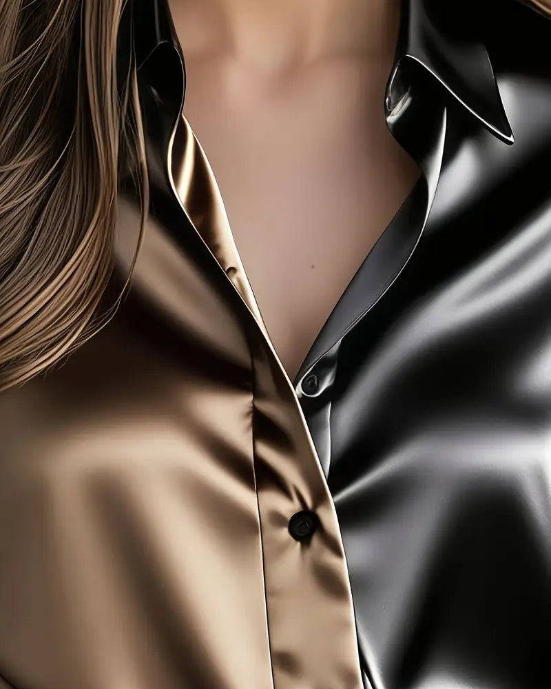 Shirt Fashionable Zakelijk Satijn Kleurblok