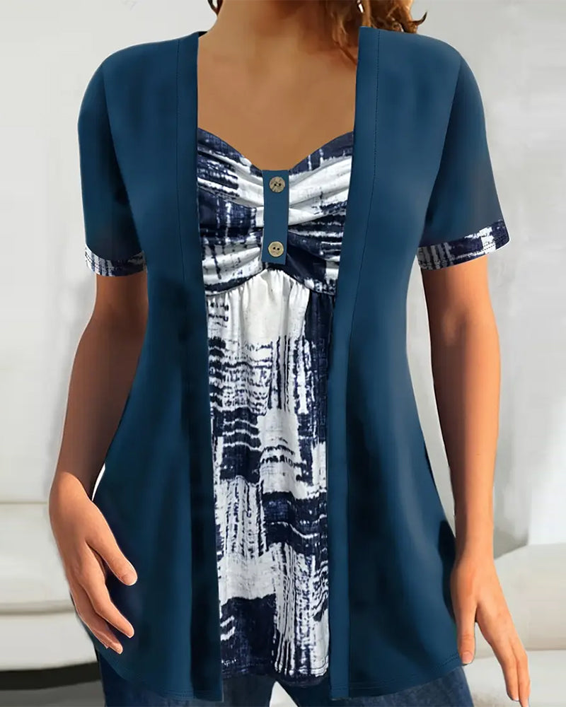 Blouse Bedrukt Nep Tweedelig Onregelmatig